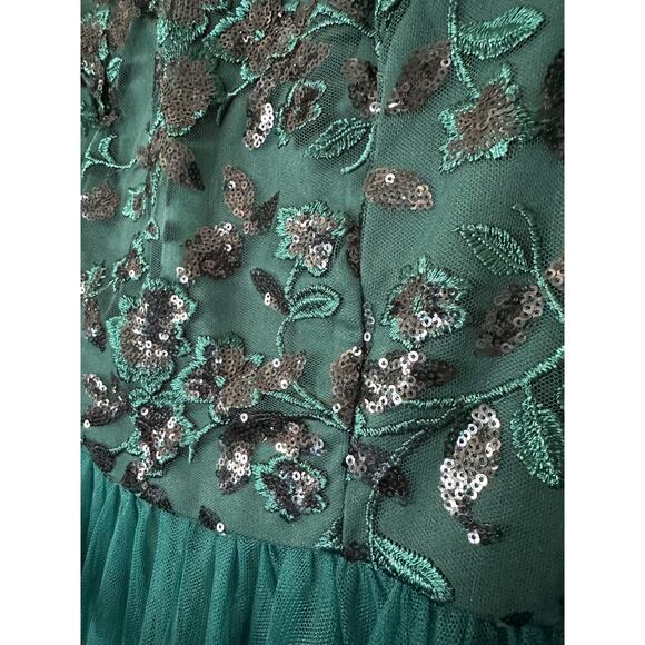 Fariesty Green Tulle Prom Dress w/ Black Sequins, Size XL (15), NIP - Picture 4 of 7
